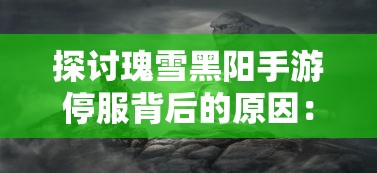 探讨瑰雪黑阳手游停服背后的原因：玩家流失严重还是运营不善导致的结果?